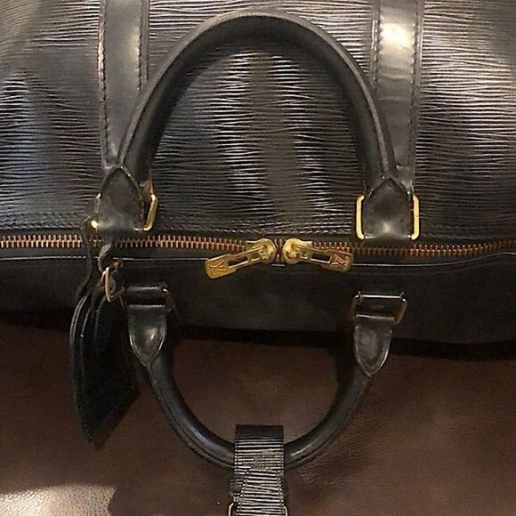 LOUIS VUITTON LV 50 Black Epi KeepAll Boston Weekend Travel Bag Duffle VI8911 - Picture 17 of 17